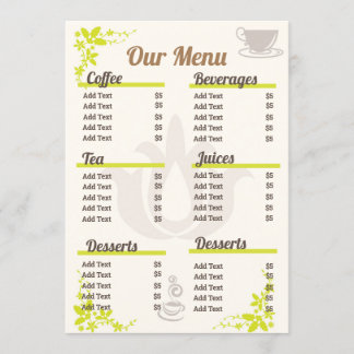 Menu de Café Pequeno Editável e Totalmente Persona