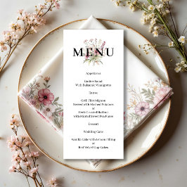 Menu de Caligrafia Floral de Primavera