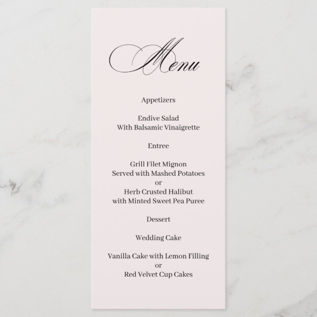 Menu de Caligrafia Formal Elegante (Frente)