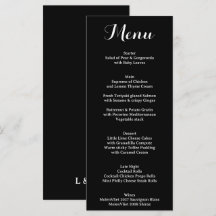 Menu de Caligrafia Preto e Branco Elegante Tradici