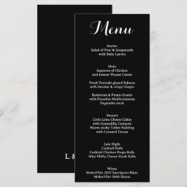 Menu de Caligrafia Preto e Branco Elegante Tradici