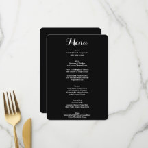 Menu de Caligrafia Preto e Branco Elegante Tradici