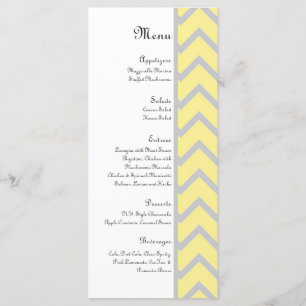 Menu de Casamento Amarelo/Cinza Moderno Chevron