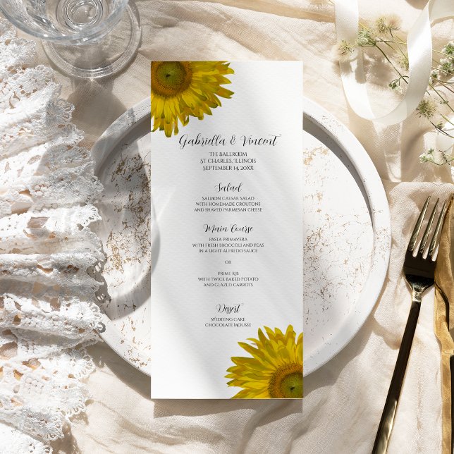 Menu de Casamento Amarelo de Girassol (Criador carregado)