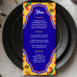 Menu de casamento amarelo mexicano