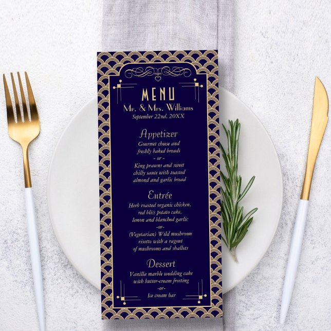 Menu de Casamento Art Deco Gatsby, de 1920 (Criador carregado)