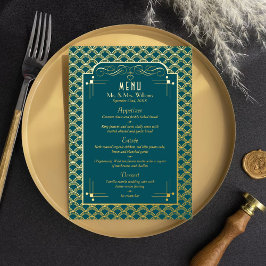 Menu de Casamento Art Deco Gatsby, de 1920