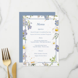 Menu de Casamento Azul das Flores de Verão