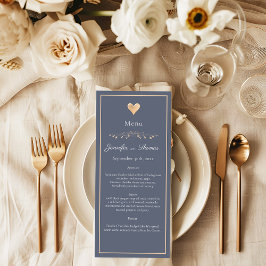 Menu de Casamento Azul do Coração Marinho Mínimo M