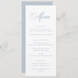 Menu de Casamento Azul Dusty do Script de Caligraf