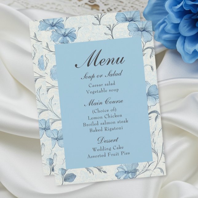 Menu de Casamento Azul Dusty, Jardim Floral (Criador carregado)