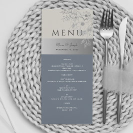 Menu de Casamento Azul Elegante Dusty