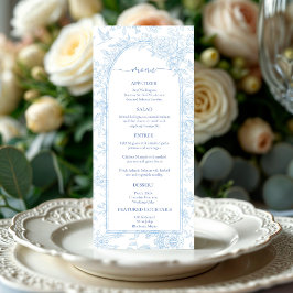 Menu de Casamento Azul Elegante Dusty