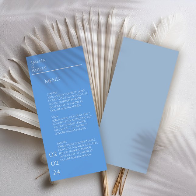 Menu de Casamento Azul Minimalista (Criador carregado)