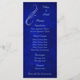 Menu de Casamento Azul Silver Swirl Bright
