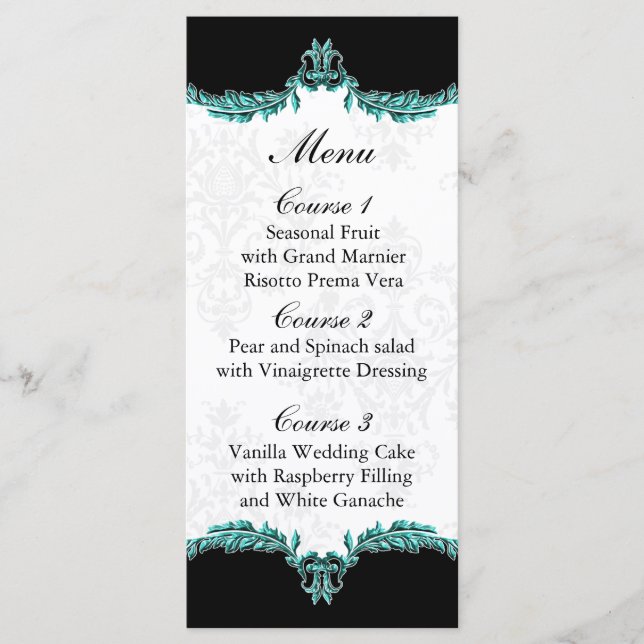 menu de casamento Black Aqua (Frente)