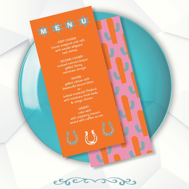 Menu de casamento Bold Colorir Western Cowboy (Criador carregado)