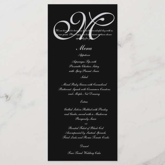 Menu de Casamento Bolinhas do Silver Monogramas (Frente)