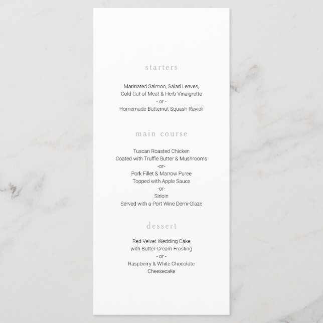 Menu de Casamento Botânico, Casamento Mínimo (Frente)
