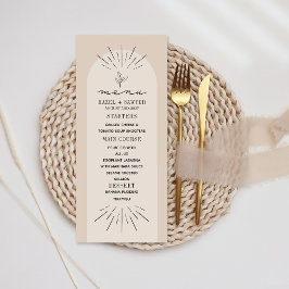 Menu de Casamento Botânico de Arte de Linha