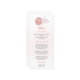 menu de casamento botânico de flores rosa e branca