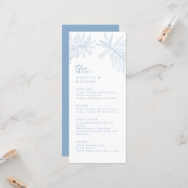 Menu de Casamento Botânico Elegante Azul