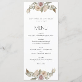 Menu de Casamento Botânico Floral de Pêssego Rosa