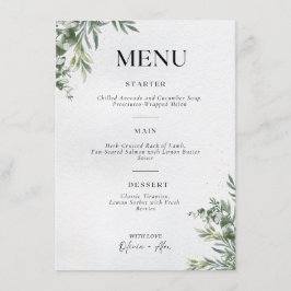 Menu de Casamento Botânico – Ilustração Elegante d
