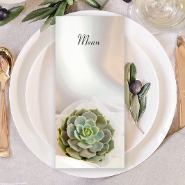 Menu de Casamento Branco com Êxito Verde