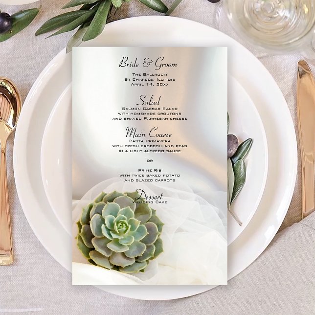 Menu de Casamento Branco com Êxito Verde (Criador carregado)