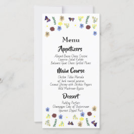 Menu de Casamento Branco do Jardim Floral Botânico