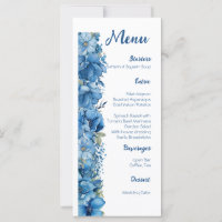 Menu de Casamento Branco e Azul da Elegância do Sa