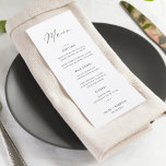 Menu de Casamento Branco e Negro Elegante Clássico<br><div class="desc">Este clássico cardápio simples de casamento vai adicionar um toque de elegância à sua decoração de Festa de casamento. Todo texto é editável,  basta clicar em 'Personalizar este modelo'. Também estão disponíveis itens correspondentes,  incluindo a suíte de Convite de Casamento.</div>