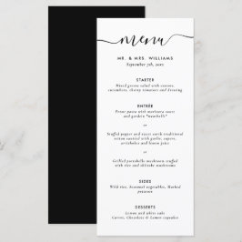 Menu de Casamento Branco e Preto Moderno