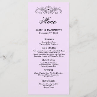Menu de Casamento Branco e Preto Moderno Elegante