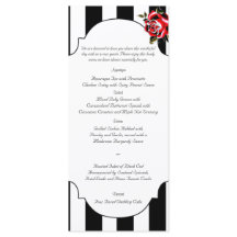 Menu de Casamento Branco e Rosa vermelha Preto