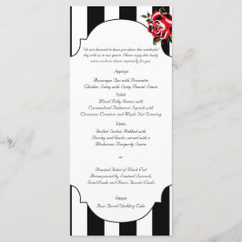 Menu de Casamento Branco e Rosa vermelha Preto