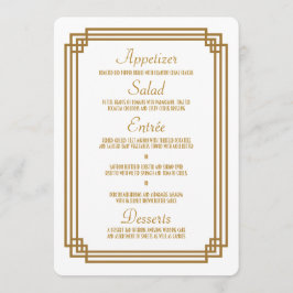 Menu de Casamento Branco em Deco de Arte Simples