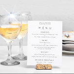 Menu de Casamento Branco Preto Texto Simples do Or<br><div class="desc">NOTE que há um menu por folha. Menu de Casamento Branco Preto de Texto Simples. Um alternativo de 4, 5 pol x 5, 6 pol com preço inferior. Disponível em um STOCK DE CARTÃO SEMI-GLOSS de 110 lb, que é a opção padrão (mais espesso para convites, semelhante em espessura a...</div>