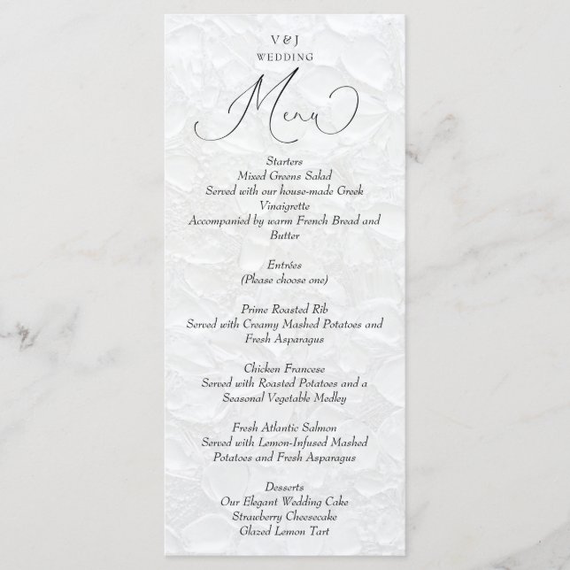 Menu de Casamento Branco Simples (Frente)