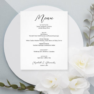 Menu de Casamento Branco Simples de Orçamento