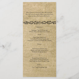 Menu de Casamento Burlap Ocidental