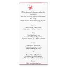 Menu de Casamento Cardíaco da Borboleta Rosa Persi