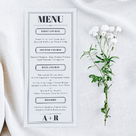 Menu de Casamento Chic Minimalista Elegante