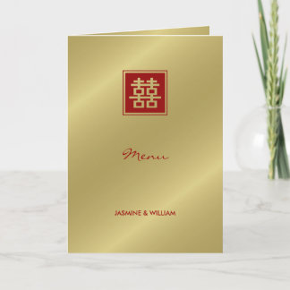 Menu de Casamento Chinês Dourado de Felicidade Dup