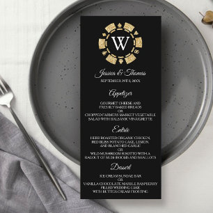 Menu de Casamento Chip Casino do Pôquer do Monogra