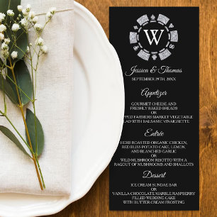 Menu de Casamento Chip Casino do Pôquer do Monogra