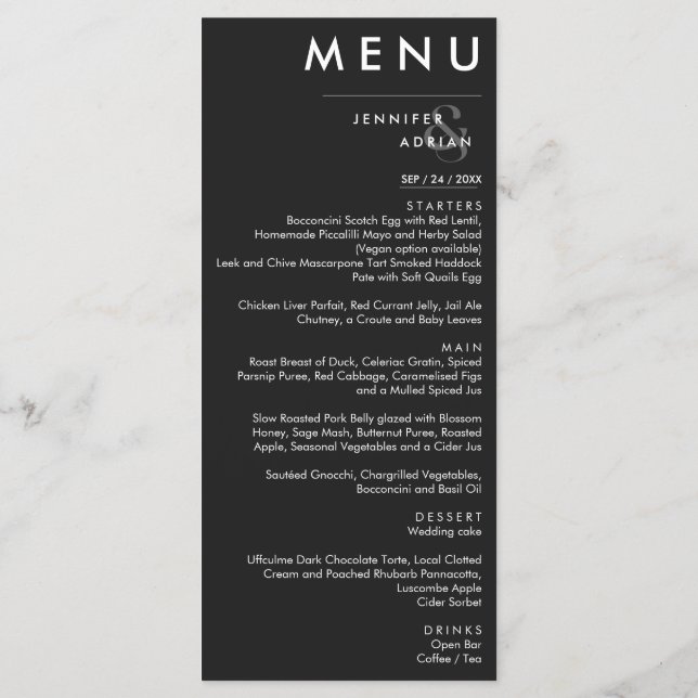 Menu de Casamento Clássico Elegante (Verso)