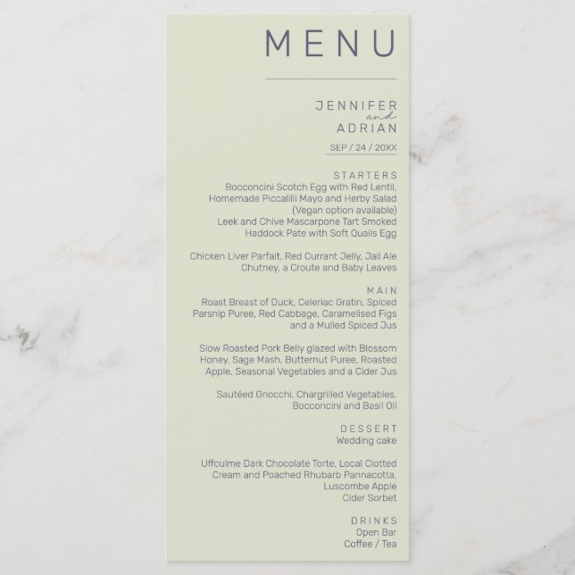 Menu de Casamento Clássico Elegante (Verso)
