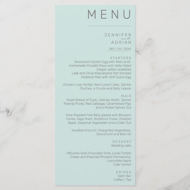 Menu de Casamento Clássico Elegante (Verso)
